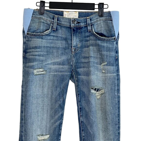 NWT CURRENT ELLIOTT Hatch Maternity Boyfriend Distressed Denim Jeans Size 25 - Picture 5 of 13